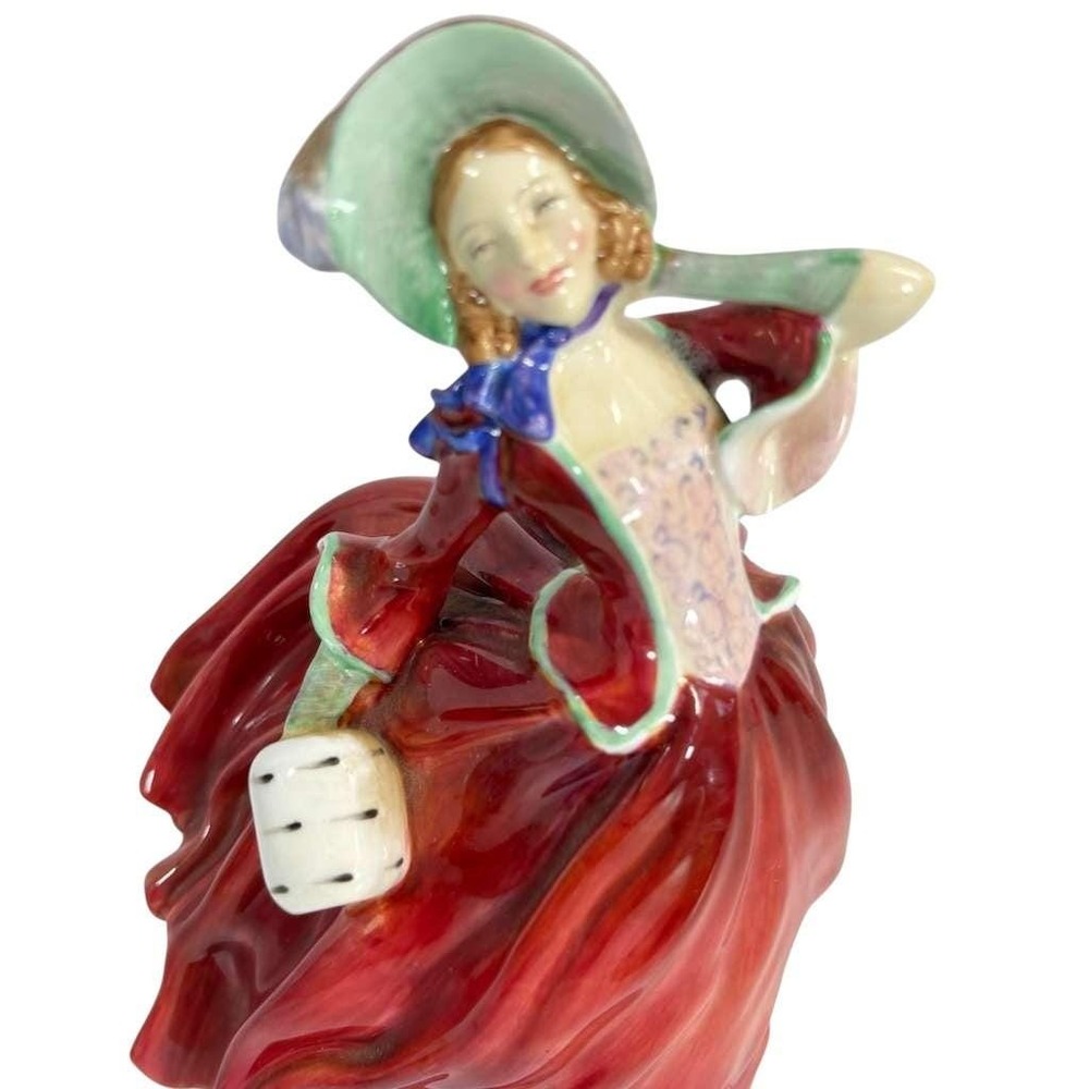Royal Doulton AUTUMN BREEZES‎ Figurine HN1934 Red Dress Green Bonnet 8" Tall - Picture 2 of 11